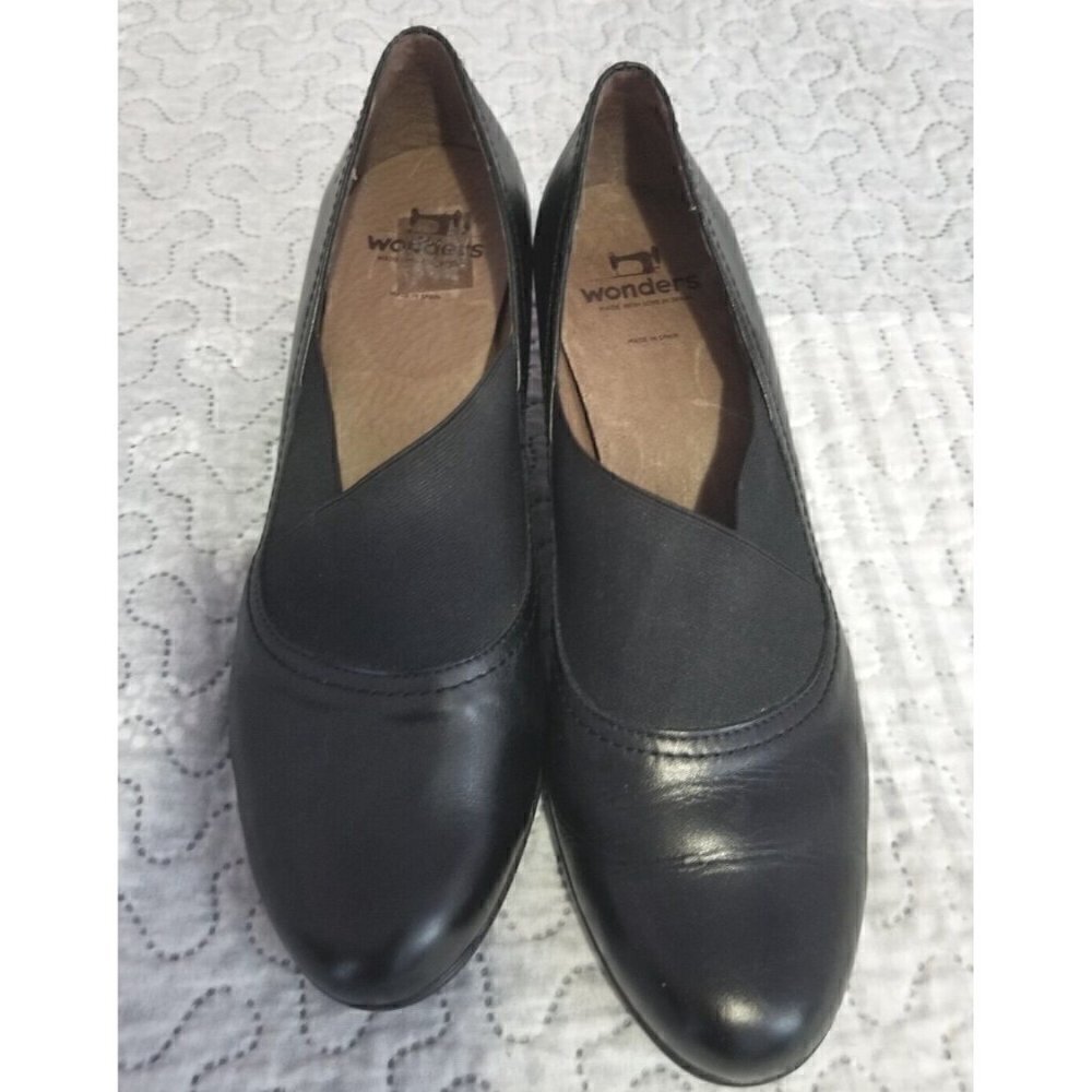 Wonders Made With Love In Spain G-3680 Black Comfort Pump Medium Heel Size 41 - Picture 2 of 5